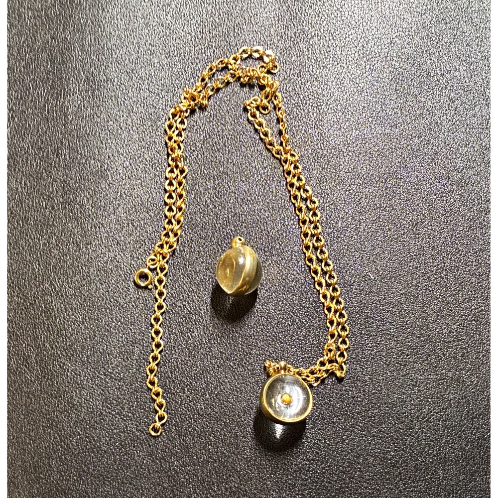 Vintage Gold Tone Mustard Seed Necklace with Spare Pendant
